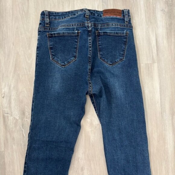 Monkey Ride Jeans - distressed cuffed straight leg jeans - size 7 - Picture 4 of 5